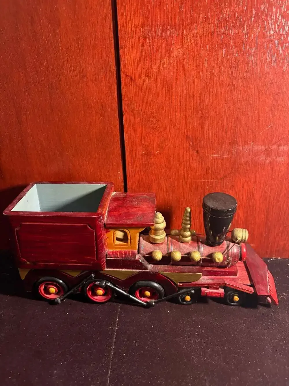 PBC International Wooden Train Locomotive Candy or Pencil Holder Centerpiece